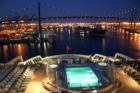 QM2 at Long Beach CA. Inaugural departure from the West Coast of California. The staff of Mission Grove Realty was invited  on this inaugural journey. 