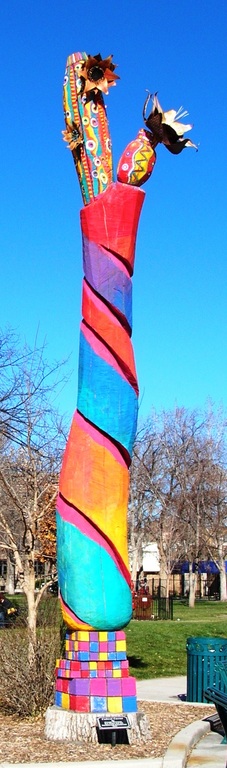 Downtown Art - Painted Tree in Acacia Park, Downtown Colorado Springs.