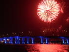 Miami-Dade - photo of fire woks over Port of Miami Bridge looking South
