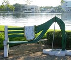 One of the few green benches left in St. Pete is this one by the Salvador Dali Museum. The University of South Florida St. Petersburg is in the background.