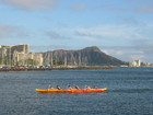 Canoe with Daimond Head in the background.