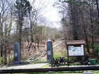 The First commercial rail road in the United States located in Quincy, MA. The rail road was used to transport granite from Quincy's quarries to Charlestown during the construction of the Bunker Hill Monument.