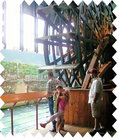 The paddlewheel at the Arabia Steamboat Museum in Kansas City, Kansas, with Liam & Kaitlyn, Grandpa & Uncle J.