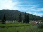 Movie set for filming along a trail in the Jemez mountains