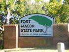 Historical site of Ft Macon State Park- public beach, bathouse, museum, trails and protected grounds.