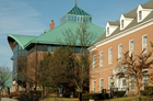 The face of a "new" generation of Ohio Wesleyan University is Hamilton-William Campus Center. Its green roof serves as a landmark throughout downtown. Sitting adjacent to Hamilton-Williams is the Mowry Alumni Center along the JAYwalk.