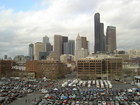 The Seattle skyline taken from the top of Quest Field on a beautiful NFC Championship day.