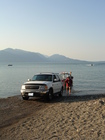 Launching the boat at Miami Beach in Seabeck.