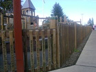 The playground was built and funded by the community. Detail of benefactors fence