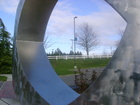Peeking through the Stainless Steel Scuplture.