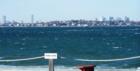 View of the Boston Skyline from Adams Shore