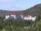 Telephoto lens used from the 11th hole looking at The Mount Washington Hotel from the rear.