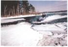 My crazy husband snow mobiling on water. This may be hazardous to your health!!