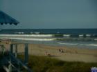 View from the lifeguard tower of incoming lines and beach folks.