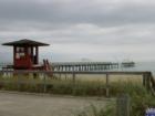 Hurricane battered pier is missing a few pieces.