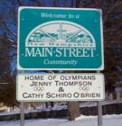 Dover NH - Mainstreet Community - Home of Olympians Lynn Jennings and Cathy O'Brien.  Dover is quite proud of their Olympic connections, as evidenced by this great sign as you enter the town.