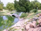 Side of the waterfall at Government Springs Park in Enid, Oklahoma.
