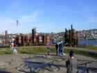 Seattle's Gasworks Park in Fremont, great for kite flying, picnics, strolling, biking and for the really daring rollerblading.  The park lies at the north end of Lake Union and is home to 4th of July Fireworks.
