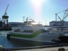 The Harbor Express commuter boat to Boston at the Fore River Shipyard in Quincy, MA