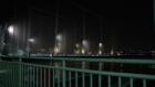 NY, NY: Chelsea Piers Golf Range on the Hudson River, at night