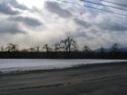 Apple orchard in winter time with Catskills Mountains in bacground