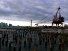 NY, NY: West Side Highway piers construction in Greenwhich Village