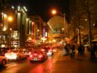 Downtown Seattle on a Friday night on Pike Street looking east toward the Convention Center