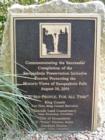 The plaque commemorating the successful completion of Snoqualmie Preservation Initiative.