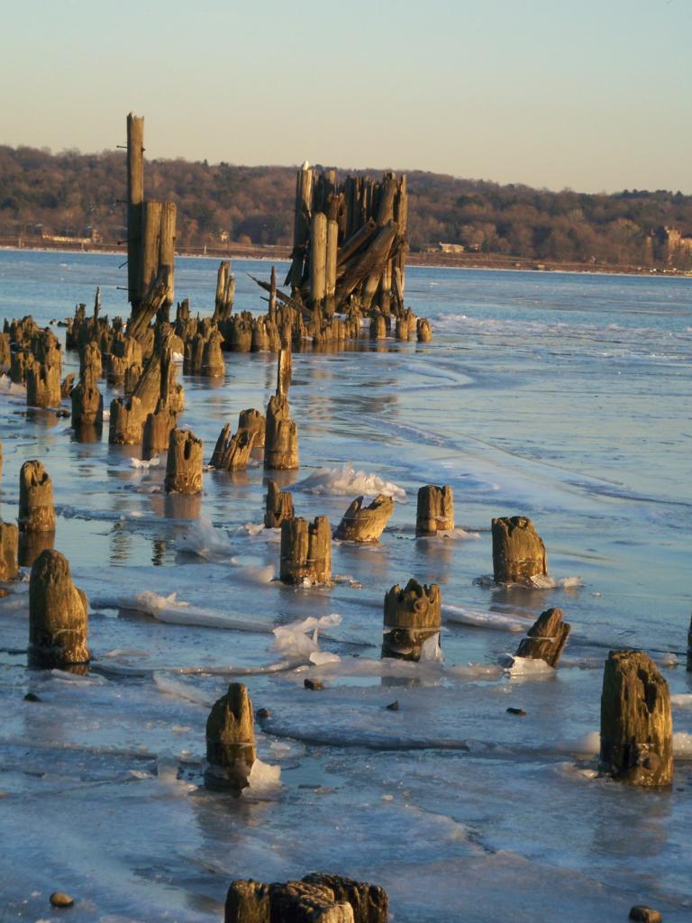 Piermont Pier. If you look closely you can see the snowy owl perched on top of the pylon.