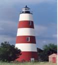 A view of the Sapelo Island Lighthouse just 9 miles away from down town Darien and visable from St. Simons Island at night.