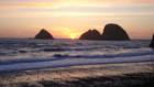 Pacific Ocean waves at Sunset