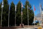 MARS HILL, N.C. (Greater Asheville). Flags on the college campus greet students, faculty and visitors.