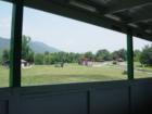 Whittaker Station as seen from a passenger car of Cass Scenic Railroad.