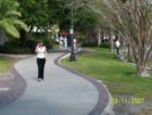 The sidwalk goes all the way around the lake at Lake Eola. It is also illuminated at night for romantic walks. The fountain in the middle of the lake changes colors to add to the atmosphere.