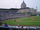 Frontier Field baseball, Kodak building in background.
