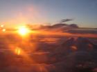 Mt. Rainier on an early morning by plane.