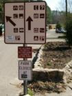 Directional sign for activities at San-Lee park in Sanford, NC.
