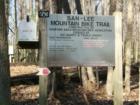 Trail head for mountain bike trail at San-Lee park in Sanford, NC