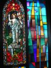 Stained glass windows on display at the Visitor's Center at Blenko Glass in Milton, WV.