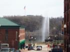 The Langley Fountain in the James River as seen from Ninth Street, Lynchburg Virginia