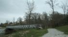 Willow Park Recreation Area Woodbine Iowa in the Spring.  Foot bridge on walking trail.