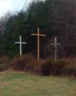 These crosses can be seen across West Virginia and much of the USA.  For more information, read http://localism.com/article/66512/Three-Crosses-Along-the-Highway