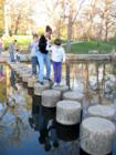 The stepping stones at Antioch Park lead to a very small island in the middle of the lake.  Always a kid favorite.
