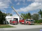 Firestation #29 at the entrance to Counterpoint Estates is testing the water hose.