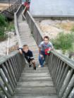 Real live steep stairs down to the jet ski docks.