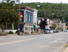 A quiet Sunday afternoon on Main Street in Hawley, PA.