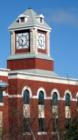 Clock tower over the courthouse in Johnson County.