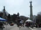 Entrance to Prospect Park off of Eastern Parkway and Empire Blvd during a Farmers Market on Saturday.