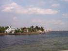 View of beautiful homes on the Caloosahatchee River in Cape Coral, Florida.