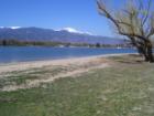 Memorial Park and Prospect Lake, with Pikes Peak in the background